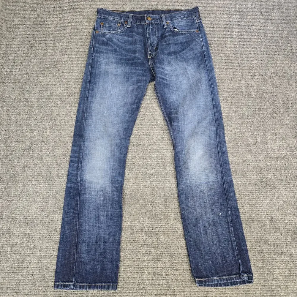 Levi's 513 Jeans Mens 32x32 Dark Wash Blue Slim Straight 100% Cotton Denim